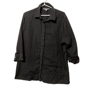 Stafford Wrinkle Free Black Button Down Long Sleeve Dress Shirt Size 18 /34